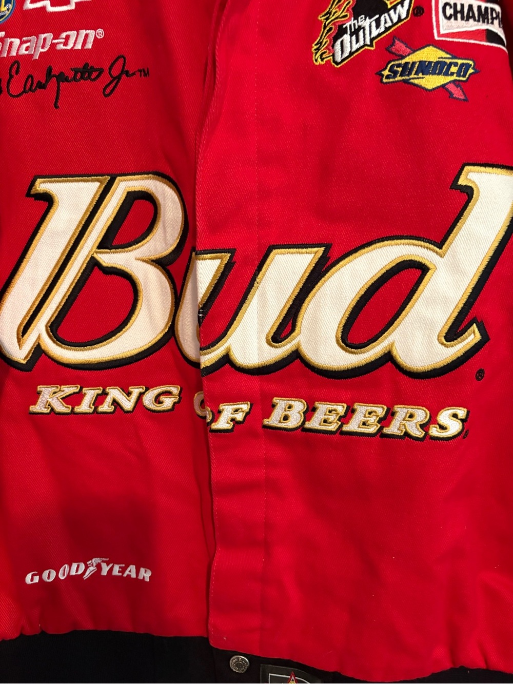 Budweiser Red Racing Patch Bomber Jacket - Picture 4 of 9